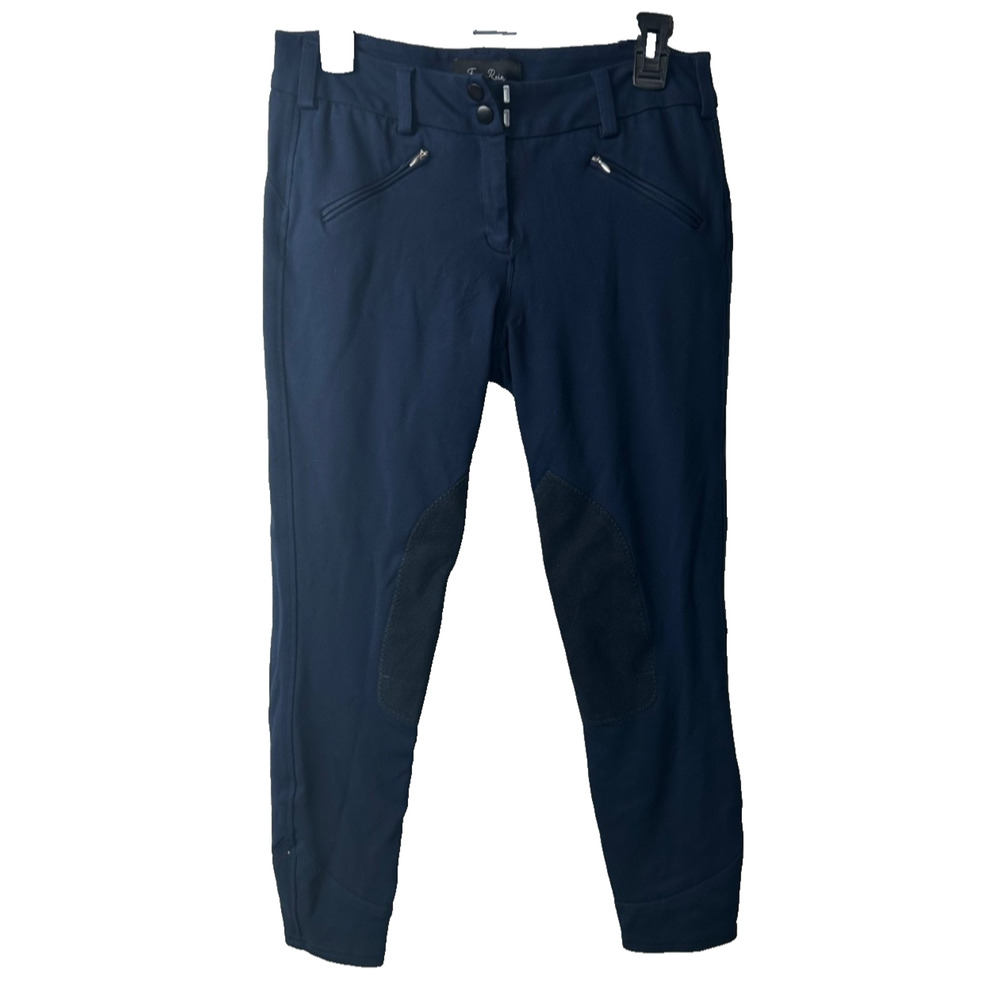 Women’s Size 30L Blue Free Rein Knee Patch Horseback Riding Breeches Italy A40
